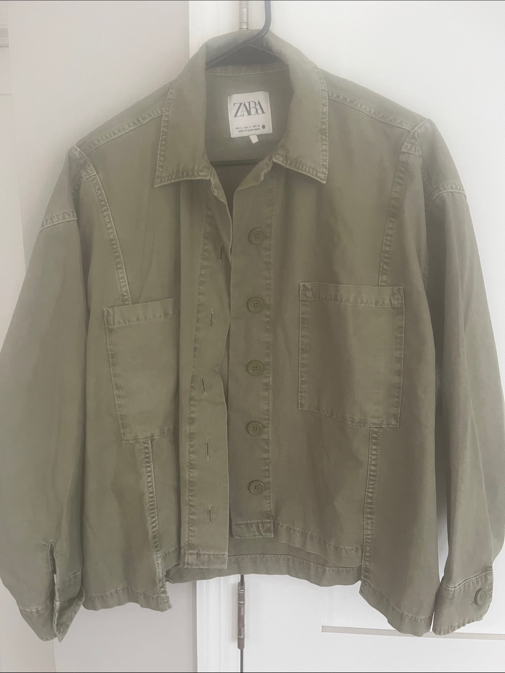 ZARA Military-Style Utility Jacket in Olive